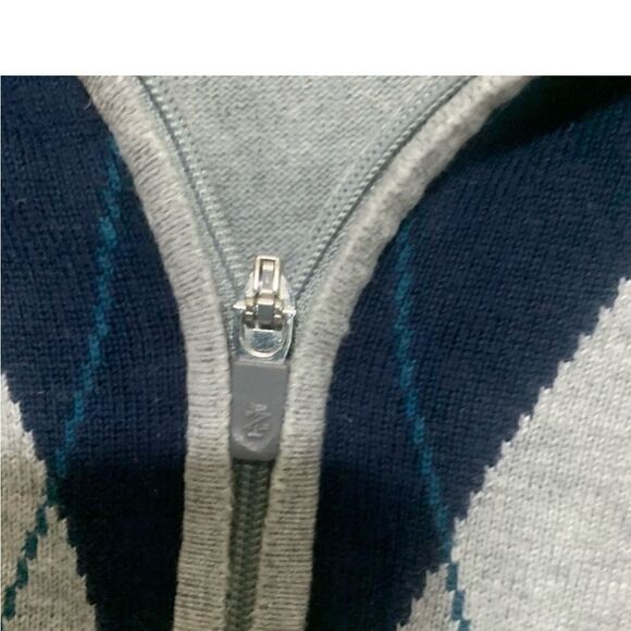 Izod Men's Quarter Zip Gray Argyle Sweater XXL - Picture 2 of 5